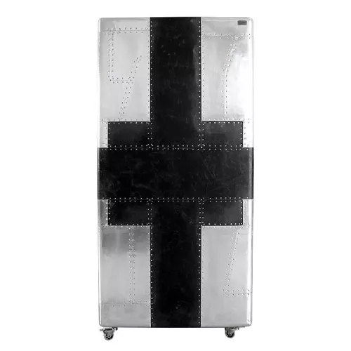 Airplane Weinschrank Sussex 86x80x177cm mit schwarzem Leder